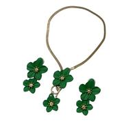 Yooghuge Elegant Floral Jewelry Set For Women Elegant Spring Vacation Beach Essential Alloy Lightweight Design Alloy Flower Necklace Earrings Set