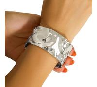 Yooghuge Metal Punk Featuring Geometric V Notch And Hammered Surfaces Textured Metal Bangle For Alternative Fashion Iron Punk Accessory