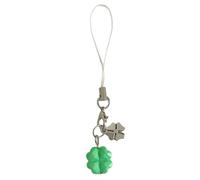 Yooghuge Modern Four Leaf Charm Alloy Phone Strap Green Translucent Design Portable Keychain Gift Sturdy Resin Chain Stylish Phone Strap Charm