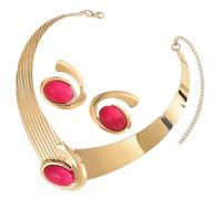 Yooghuge Trendy Matching Necklace Earrings Set Abstract Geometry Patterns Lightweight Jewelry Accessories For Versatile Styling Geometric Jewelry Set For Special Occasions