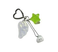 Yooghuge Whimsical Rabbits Keychain Featuring Angel Wing Star Designs Lightweight Sturdy Metal Jewelry Stylish Bag Or Phone Charm Sweet Angelic Keychain For Gifts