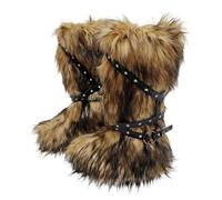 Yooghuge Women's Thermal Faux Furs Leg Covers With Rivets Harness Fuzzy Plush Warmers For Festival And Casual Outings Fuzzy Leggings Gaiters