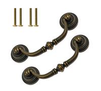 Yoohey 8Pcs Bail Pull Drawer Handles 3.5 Inch Hole To Hole, Bail Drawer Pull Drop Handles Desk Drawer Handle, Bronze Antique Handle (Total Length 4.5 Inches)