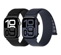 Yoohoo 2 Pack Nylon Sport Loop for Apple Watch Straps 38mm 40mm 41mm 42mm 44mm 45mm 46mm 49mm Women Men - Soft and Comfortable Watch Strap for iWatch 11 10 9 8 7 6 5 4 3 2 1 SE Ultra,Black/Midnight