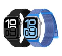 Yoohoo 2 Pack Nylon Sport Loop for Apple Watch Straps 44mm 45mm 46mm 49mm | Soft and Comfortable, Breathable Replacement Bands for iWatch Series 12 11 10 9 8 7 6 5 4 3 2 1 SE Ultra 4/3/2/1, Women Men