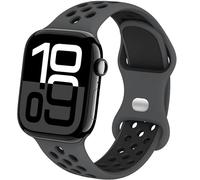 Yoohoo Breathable Silicone Sport Strap with Multi Holes Compatible with Apple Watch Straps 38mm 40mm 41mm 42mm 44mm 45mm 46mm 49mm for iWatch Series 11 10 9 8 7 6 5 4 3 SE3 Ultra3 Women Men,Charcoal