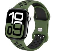 Yoohoo Breathable Silicone Sport Strap with Multi Holes Compatible with Apple Watch Straps 38mm 40mm 41mm 42mm 44mm 45mm 46mm 49mm for iWatch Series 11 10 9 8 7 6 5 4 3 SE3 Ultra3 Women Men,Green