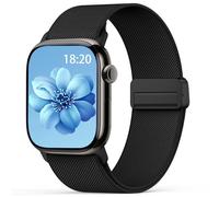 Yoohoo Elastic Nylon Strap for Apple Watch Straps 38mm 40mm 41mm 42mm 44mm 45mm 46mm 49mm Women Men - Strong Magnetic Clasp Adjustable Bands for iWatch Series 11 10 9 8 7 6 5 4 3 2 1 Ultra SE,Black