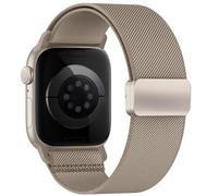 Yoohoo Elastic Nylon Strap for Apple Watch Straps 38mm 40mm 41mm 42mm 44mm 45mm 46mm 49mm Women Men - Strong Magnetic Clasp Stretchy Bands for iWatch Series 11 10 9 8 7 6 5 4 3 2 1 Ultra SE,Milk Tea