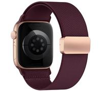 Yoohoo Elastic Nylon Strap for Apple Watch Straps 38mm 40mm 41mm 42mm 44mm 45mm 46mm 49mm Women Men - Strong Magnetic Clasp Stretchy Bands for iWatch Series 11 10 9 8 7 6 5 4 3 2 1 Ultra SE,Burgundy