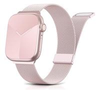 Yoohoo Milanese Loop for Apple Watch Strap 38mm 40mm 41mm 42mm 44mm 45mm 46mm 49mm Women Men,Adjustable Metal Band with Dual Magnetic Clasp for iWatch Series 11 10 9 8 7 6 5 4 3 SE3 Ultra3,Bright Pink