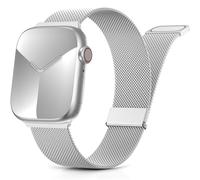 Yoohoo Milanese Loop for Apple Watch Straps 38mm 40mm 41mm 42mm 44mm 45mm 46mm 49mm Women Men,Adjustable Metal Band with Dual Magnetic Clasp for iWatch Series 11 10 9 8 7 6 5 4 3 SE3 Ultra3,Silver