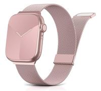 Yoohoo Milanese Loop for Apple Watch Straps 38mm 40mm 41mm 42mm 44mm 45mm 46mm 49mm Women Men,Adjustable Metal Band with Dual Magnetic Clasp for iWatch Series 11 10 9 8 7 6 5 4 3 SE3 Ultra3,Pink