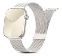 Yoohoo Milanese Loop for Apple Watch Straps 38mm 40mm 41mm 42mm 44mm 45mm 46mm 49mm Women Men,Adjustable Metal Band with Dual Magnetic Clasp for iWatch Series 11 10 9 8 7 6 5 4 3 SE3 Ultra3,Starlight
