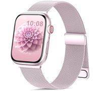 Yoohoo Milanese Loop for Apple Watch Straps 38mm 40mm 41mm 42mm Women & Men | Dual Magnetic Clasp,Adjustable Metal Bands for iWatch Series 12 11 10 9 8 7 6 5 4 3 2 1 SE2 SE3 Ultra 4/3/2/1,Bright Pink