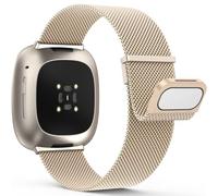 Yoohoo Straps Compatible with Fitbit Versa 3/Fitbit Versa 4/Fitbit Sense 2,Adjustable Stainless Steel with Double Magnetic Clasp Replacement Straps for Women Men/Champagne Gold