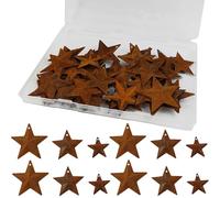 YOOHUA 66PCS 3 Sizes Metal Rusty Barn Star 1 Inch 1.5 Inch 2 Inch Mini Hanging Star Antique Primitives Rustic Country Tin Steel Stars Accents for DIY Crafts Vintage Farmhouse Home Door Wall Decor