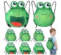 Yoojahow 12 Pcs Passover Frogs Drawstring Bags Reusable Gift Bags Foldable Draw String Backpack for Seder Decor Jewish Passover Party Favors Jewish Seder Meal Decoration Frog Birthday Party Supplies