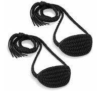 Yoojahow 2 Pcs Balearic Paracord Shepherd Sling Handmade Braided Slingshot Old Fashioned Throwing Sling Tennis Ball Thrower for Outdoor Sports Recreation(Black,Simple Style)