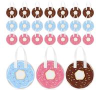 Yoojahow 24 Pack Donut Party Favor Bags Bulk with Handles Non Woven Reusable Sweet One Goodie Candy Treat Gift Bags for Sweet Doughnuts Birthday Party Supplies Baby Shower Decorations