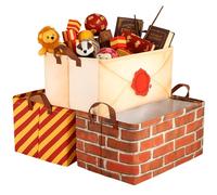 Yoojahow 3 Pack Magical Wizard Storage Baskets Waterproof Canvas with Leather Handles Storage Basket Organizer Collapsible Bins for Closet Toys Clothes Room Decor