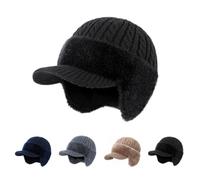 Yooje Winter Warm Hat for Men & Women - Double-Layer Fleece & Faux Mink Fur Lining, Windproof Waterproof Cold-Proof Beanie for Outdoor Activities (Black)