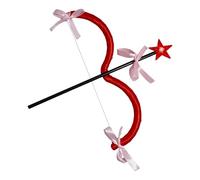 YOOJIA 2pcs Cupid Bow And Star Arrow Set Ribbon Bowknot Bow And Arrow For Valentine's Day Costume Accessory Red with Lights One Size