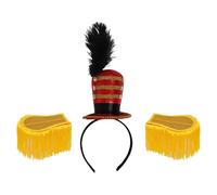 YOOJIA 3pcs Circus Ringmaster Costume Set, Drum Band Hat Headband Shoulder Epaulettes For Theme Party Gold A One Size