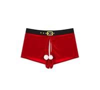 YOOJIA Adult Mens Christmas Flannel Crotchless Velvet Boxer Shorts Santa Claus Underpants Red M