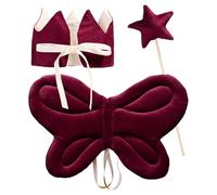 YOOJIA Children Angel Butterfly Wings Selftie Crown Fairy Wand Elastic Strap Set Party Props Burgundy Large