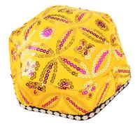 YOOJIA Chinese Ethnic Xinjiang Uygur Hat Traditional Ethnic Hexagonal Beanie Hats For Cosplay Party Yellow Type A One Size