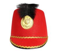 YOOJIA Deluxe Marching Band Hat Feather Orchestra Drum Major Hat Toy Soldier For Circus Performance Red One Size