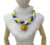 YOOJIA Fursuit Braided Choker Necklace Animal Cosplay Props Rope Braided Necklace Bell Collar Dark Blue Yellow White One Size