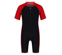 YOOJIA Kids Boys Girls UV One Piece Zipper Rash Guard Bathing Suit Wetsuit Surfing Beach Swimwear Red&Black 9-10 Years