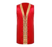 YOOJIA Kids Boys Sides Split Sequins Satin Praise Dance Tunic Tops Choir Liturgical Worship Robe Gown Performance Dancewear Red 5-6 Years
