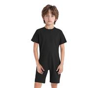 YOOJIA Kids Girls Boys Special Needs Adaptive Clothing Anti-Strip Romper Solid Color One-piece Jumpsuit Autistic Bodysuit Black 5-6 Years
