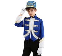 YOOJIA Kids Soldier Costume Long Sleeve Zip Up for a Band Blue 7-8 Years