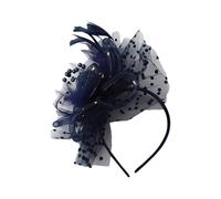 YOOJIA Led Light Up Fascinator Hats Kentucky Flower Headband Feather Mesh Wedding Headwear For Women Navy Blue One Size