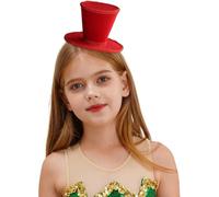 YOOJIA Mini Top Hat Clip Sequin Fascinator Tea Party Headpiece For Women 1920s Party Costume Accessory Red B One Size