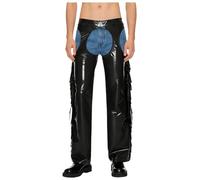 YOOJIA Motorcycle Chaps for Men Women Glossy Cowboy Chaps Biker Riding Pants Assless Trousers Black XL