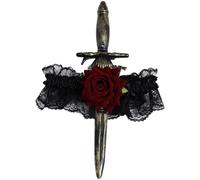 YOOJIA Pirate Costume Accessories Pirate Sword With Lace Bow, Plastic Toy Sword With Thigh Garter 2Pcs Bronze One Size