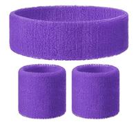YOOJIA Retro Neon Sweatbands Set 80s 90s Outfits For Women Sports Wristband And Neon Sweat Band For Glow Party Purple One Size