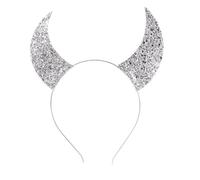 YOOJIA Shining Devil Horn Headband Gothic Bull Horns Headbands For Themed Party Silver One Size