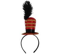 YOOJIA Soldier Mini Top Hat Headband Feather Fascinator For Ringmaster Circus Tea Party Halloween Mardi Gras Red 1Pc One Size
