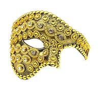 YOOJIA Steampunk Mask For Men Rhinestones Half Face Mask Venetian The Opera Masks For Mascarade Gold One Size