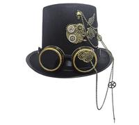 YOOJIA Steampunk Top Hat - Victorian Feather Hat Steam Punk Costume Hats For Halloween Dress Up Party Black B One Size