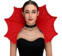 YOOJIA Velvet Gothic Lace Stand Up Collar Baroque Queen Collar Victorian Halloween Vampire Costume Collars Red B One Size