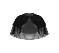 YOOJIA Womens Casual Layered Chiffon Shawl Cape Wraps Loose Sheer Shrug Open Front Lightweight Mesh Capelet Black One Size