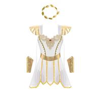 YOOJIA Womens Halloween Ancient Greek Toga Costume Sleeveless Roman Dance Dress Club Party Cosplay Outfit White M