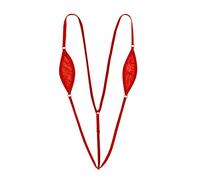YOOJIA Womens One-Piece Sheer Strappy Y-Back Mini Micro Bikini Sling Shot Lingerie Suspender Thong Swimsuit Red One Size